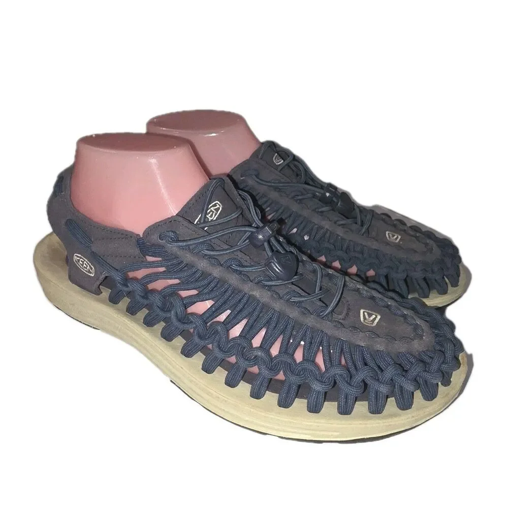 KEEN UNEEK Sz 8 Mens Blue Leather Cord Hybrid Outdoor Hiking Beach Water Shoes